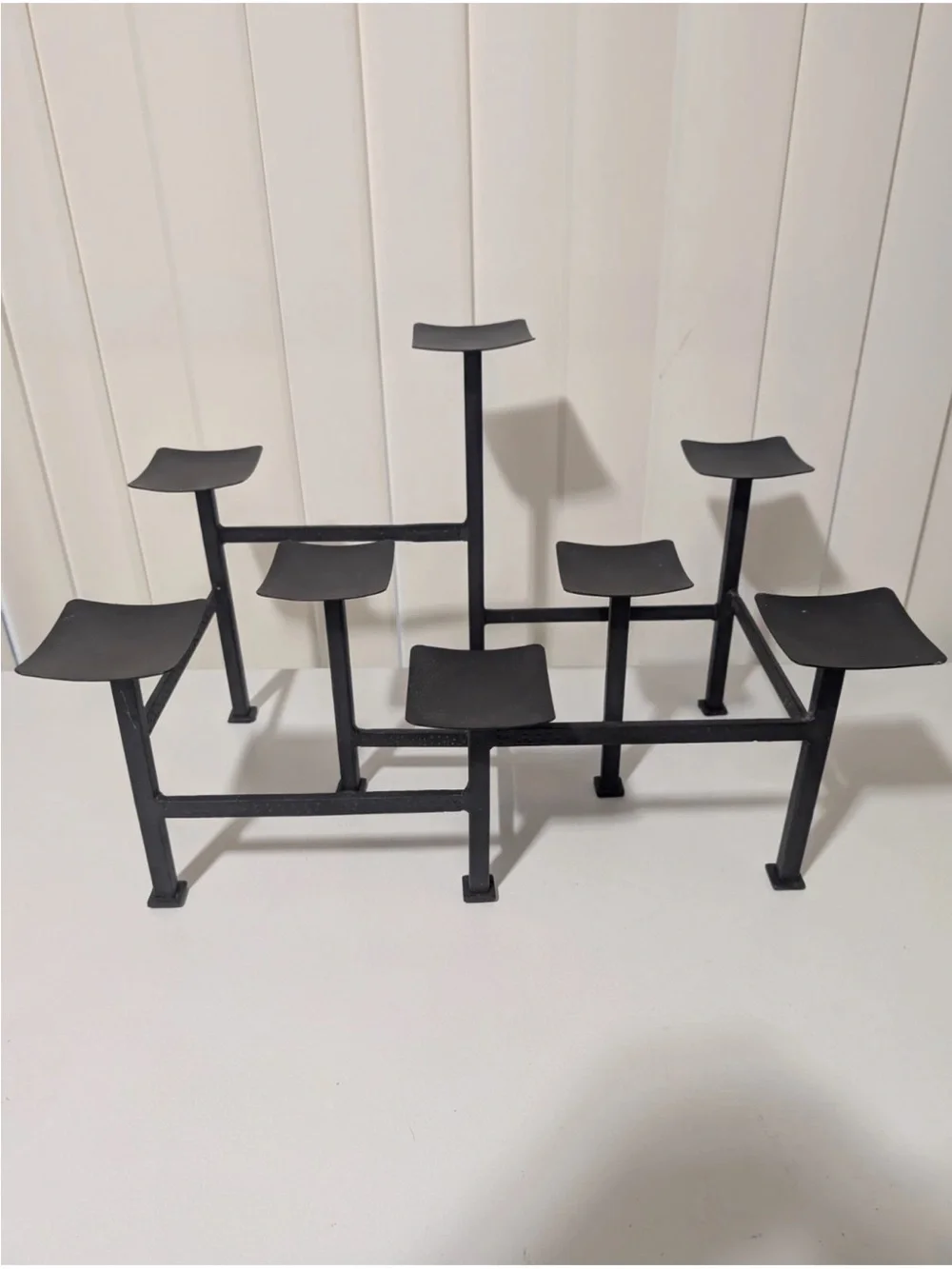 Pottery Barn 8 Candle Holder Wrought iron Fireplace Brutalist Candelabra MCM